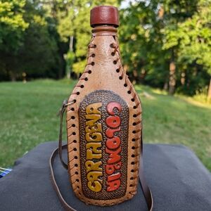Handcrafted Water Bottle Leather & Glass Cartagena Columbia